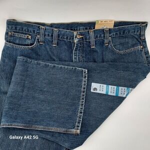 Carhartt Mens Relaxed Fit Straight Leg Denim Jeans Dark Wash 44x30